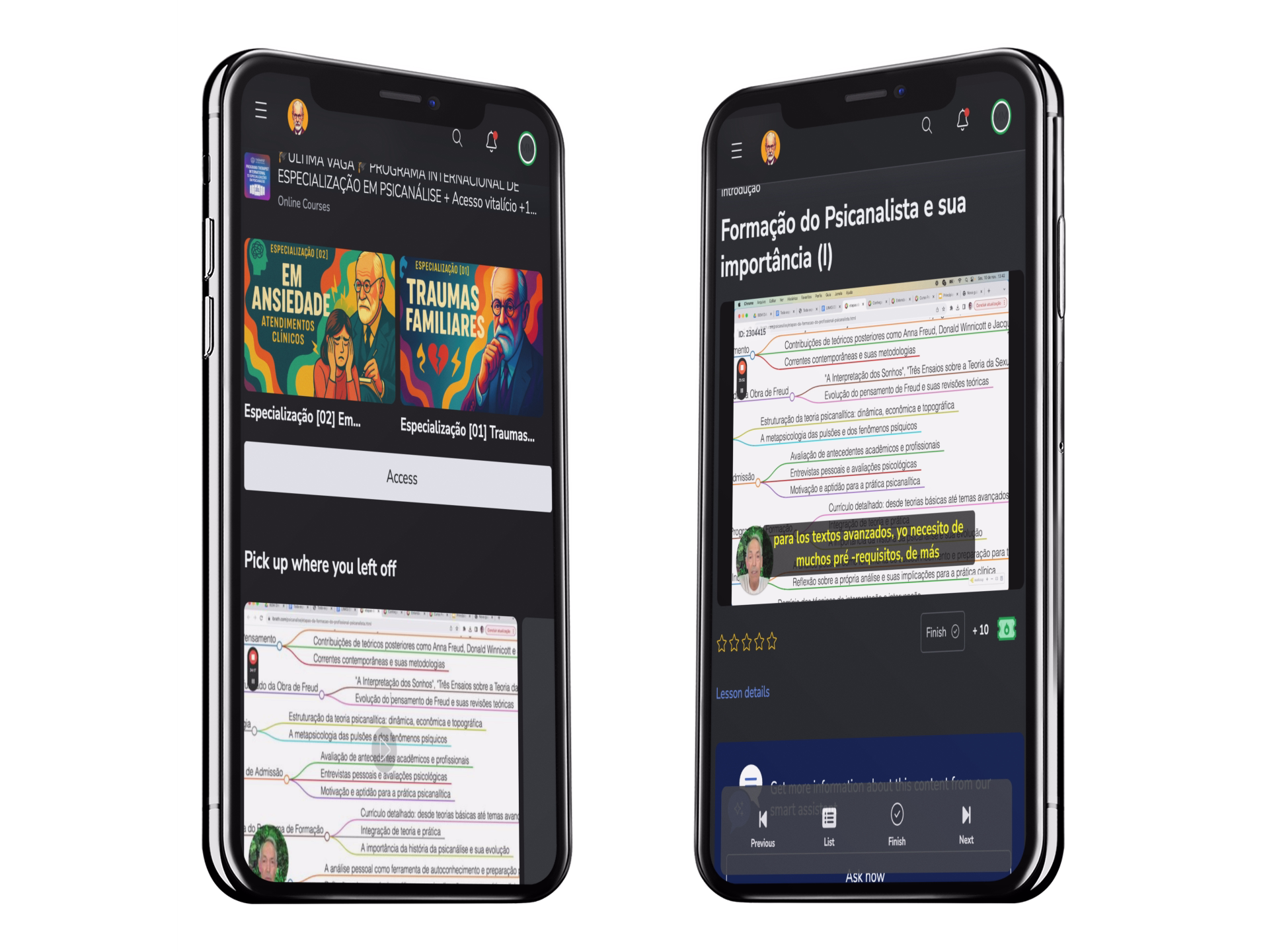 Aplicativo do curso em smartphones